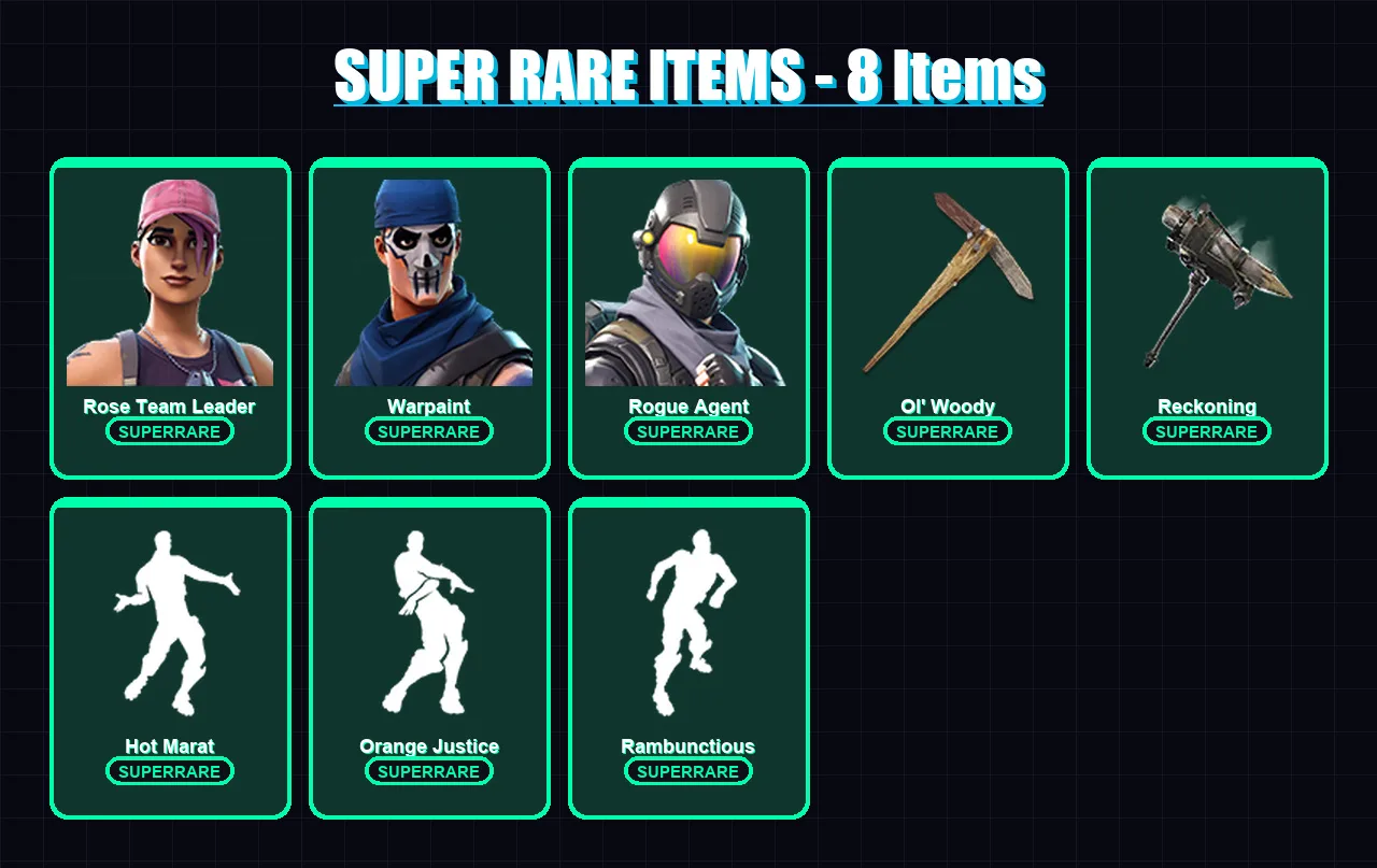[PC/XBOX/PSN] | Rose Team Leader | Warpaint | Rogue Agent | The Prisoner | Zenith | 58 skin | 49 pickaxe | 58 emote | 54 glider | Lv561