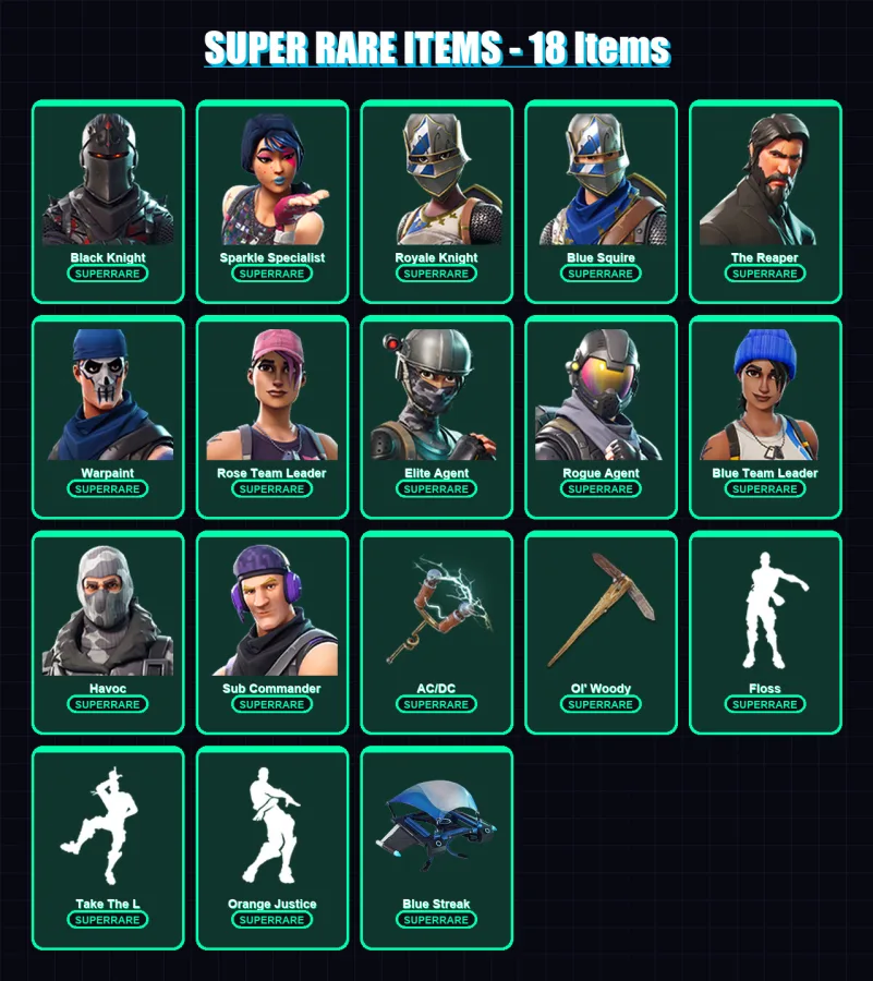 [PS4/PS5/XBOX/PC] | Black Knight | Sparkle Specialist | Royale Knight | Blue Squire | The Reaper | 48 skin | 55 pickaxe | 45 emote | 55 glider | Lv6 — Fortnite account