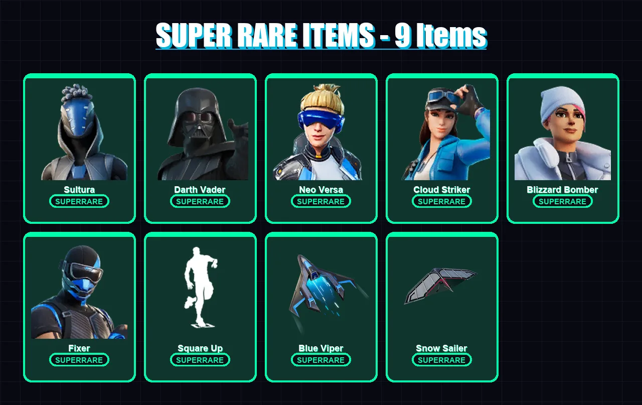 [PS4/PS5/XBOX/PC] | Sultura | Darth Vader | Neo Versa | Cloud Striker | Blizzard Bomber | 47 skin | 48 pickaxe | 66 emote | 42 glider | Lv549 — Fortnite account