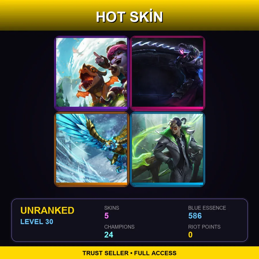 EUNE | Lv30 | Unranked | 5 Skin | 24 Champ — Unranked / Smurf League of Legends