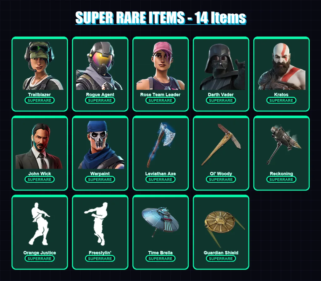 [PC/PSN] | Trailblazer | Rogue Agent | Rose Team Leader | Darth Vader | Kratos | 376 skin | 376 pickaxe | 308 emote | 276 glider | Lv4095