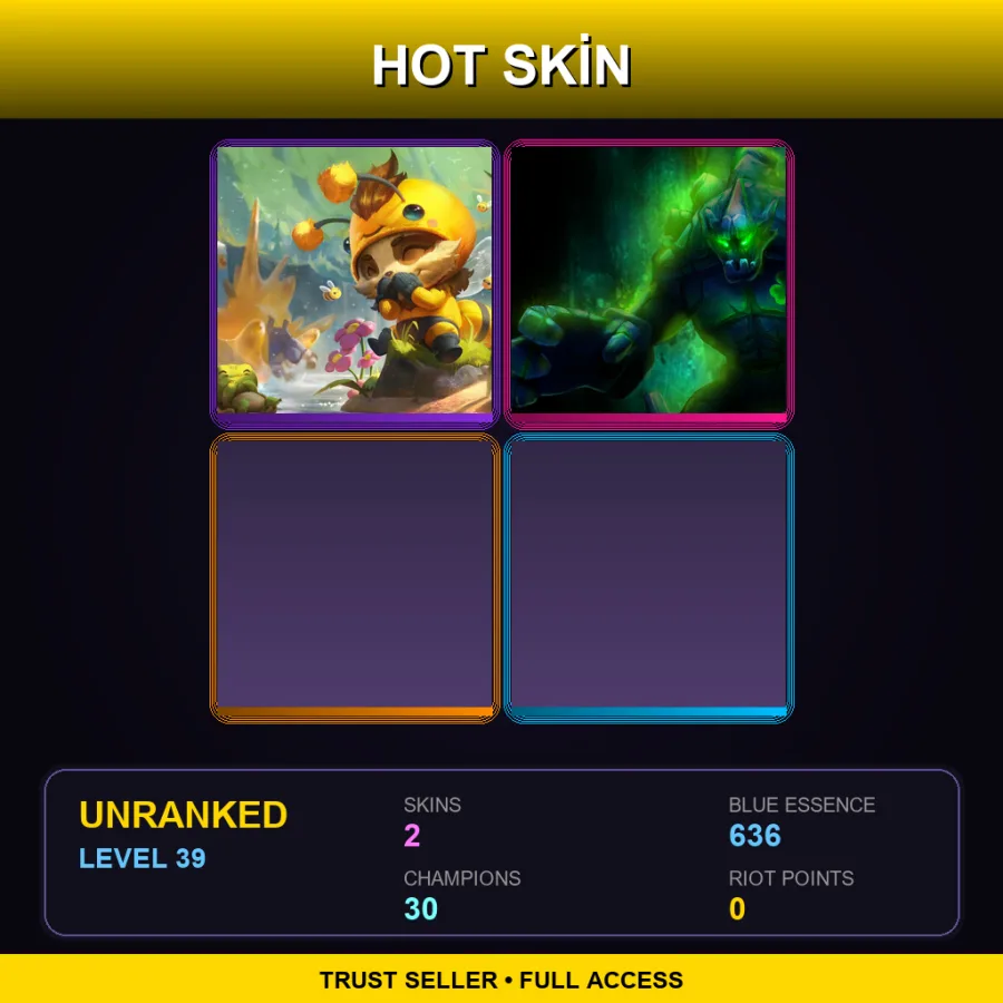 SG | Lv39 | Unranked | 2 Skin | 30 Champ