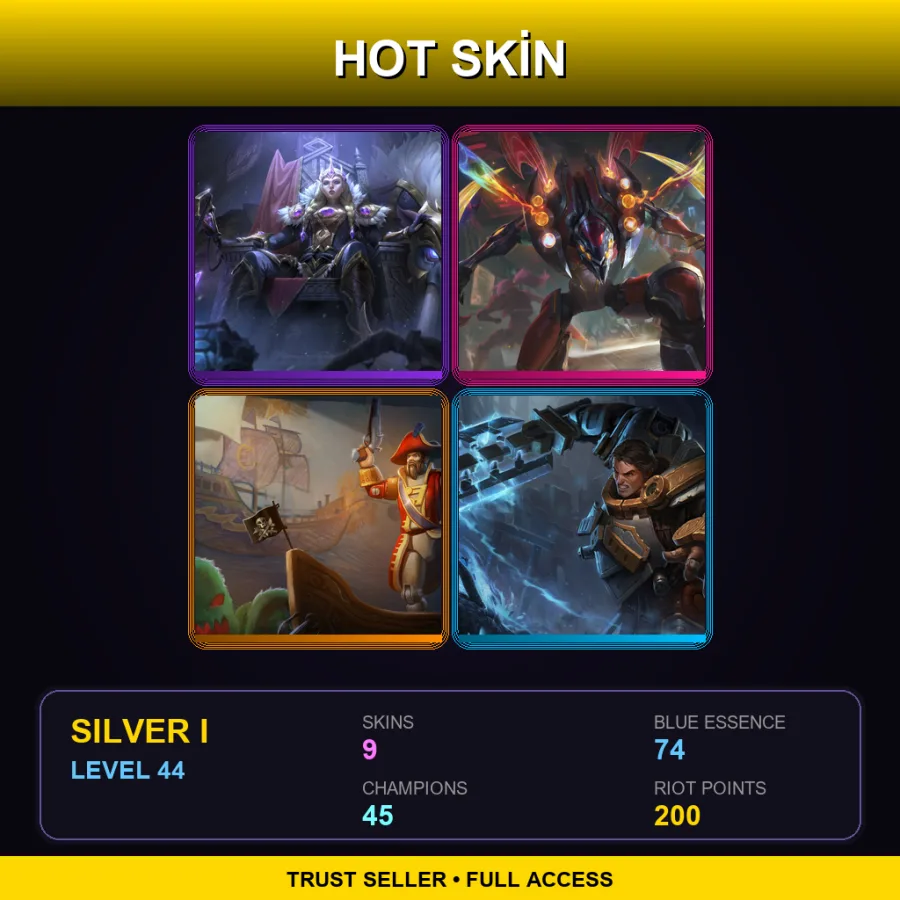 EUW | Lv44 | Silver I | 9 Skin | 45 Champ
