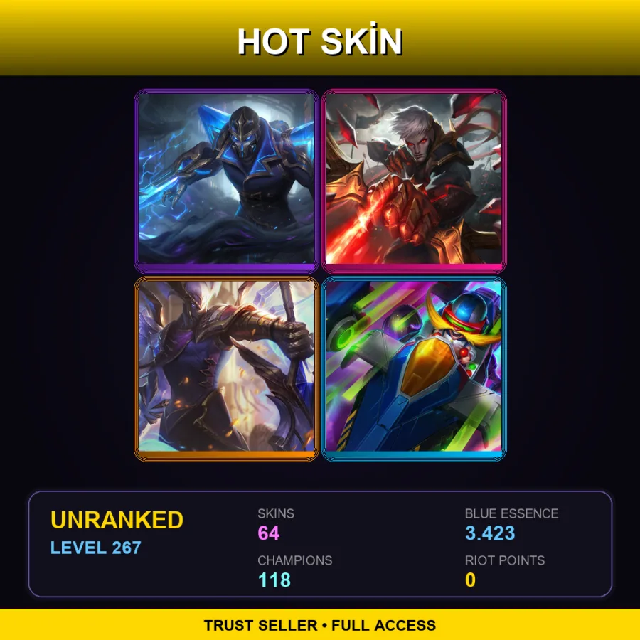VN | Lv267 | Unranked | 64 Skin | 118 Champ
