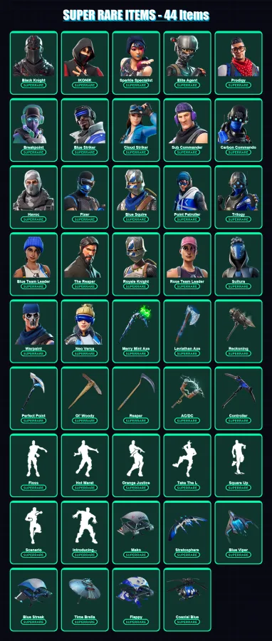 [PC/XBOX] | Black Knight | IKONIK | Sparkle Specialist | Elite Agent | Prodigy | 230 skin | 252 pickaxe | 194 emote | 200 glider | Lv3036