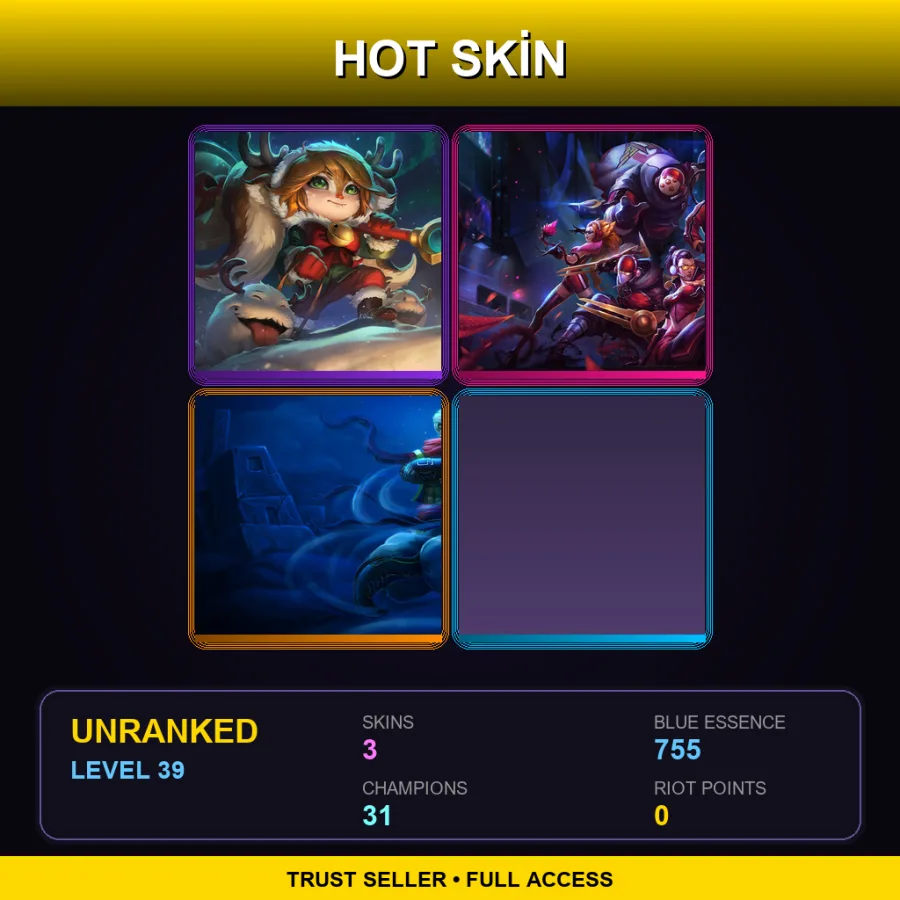 NA | Lv39 | Unranked | 3 Skin | 31 Champ