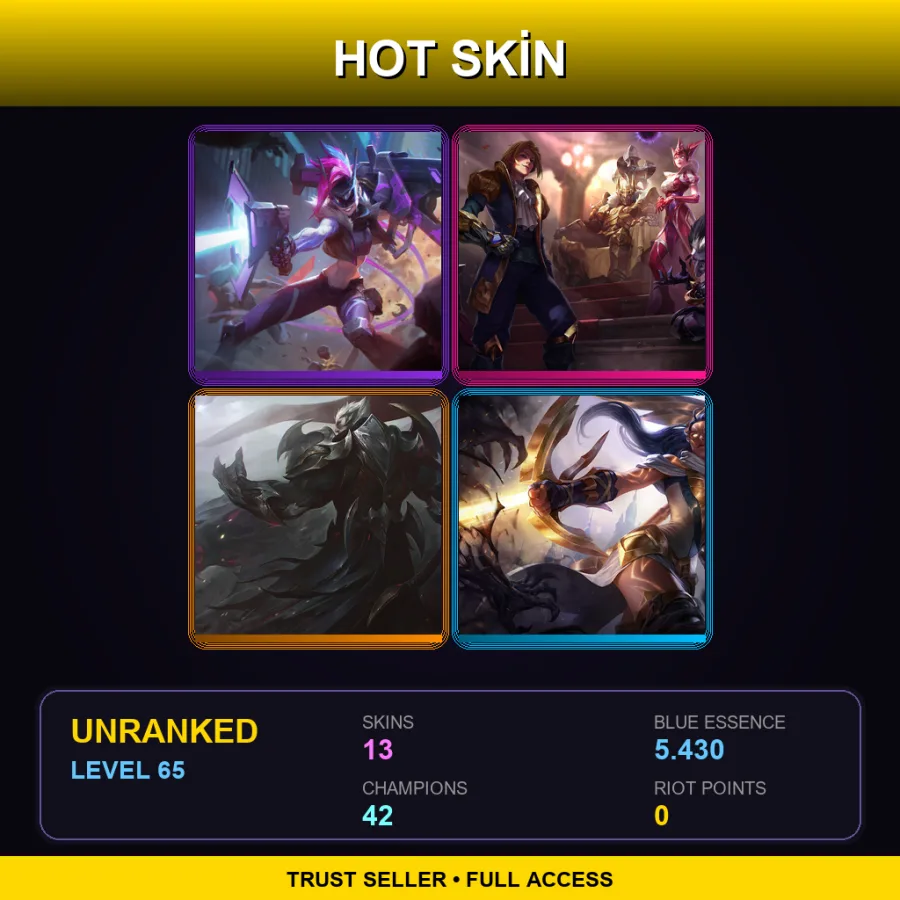LAN | Lv65 | Unranked | 13 Skin | 42 Champ — LoL account