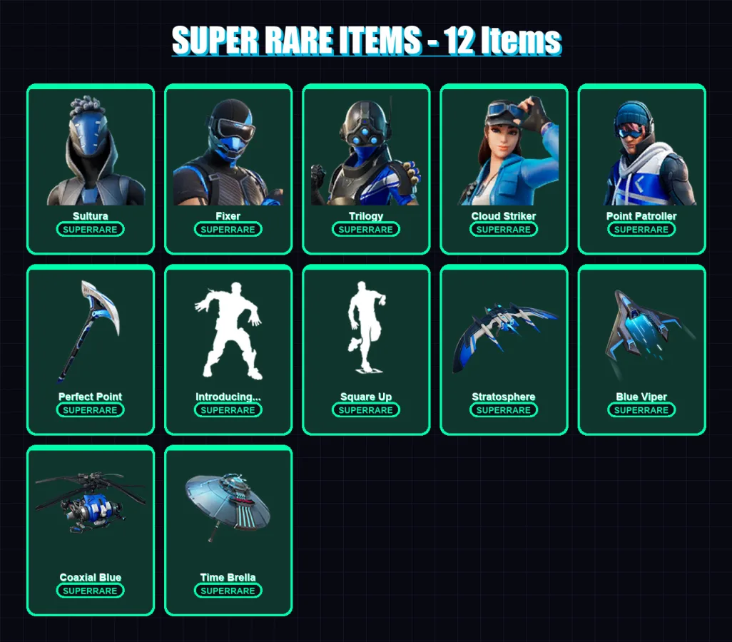 [PS4/PS5/PC] | Sultura | Fixer | Trilogy | Cloud Striker | Point Patroller | 116 skin | 136 pickaxe | 112 emote | 123 glider | Lv1946