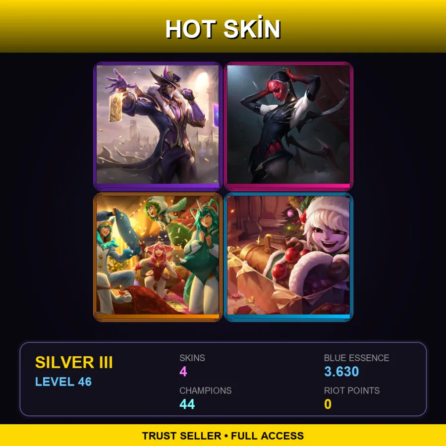 EUW | Lv46 | Silver III | 4 Skin | 44 Champ