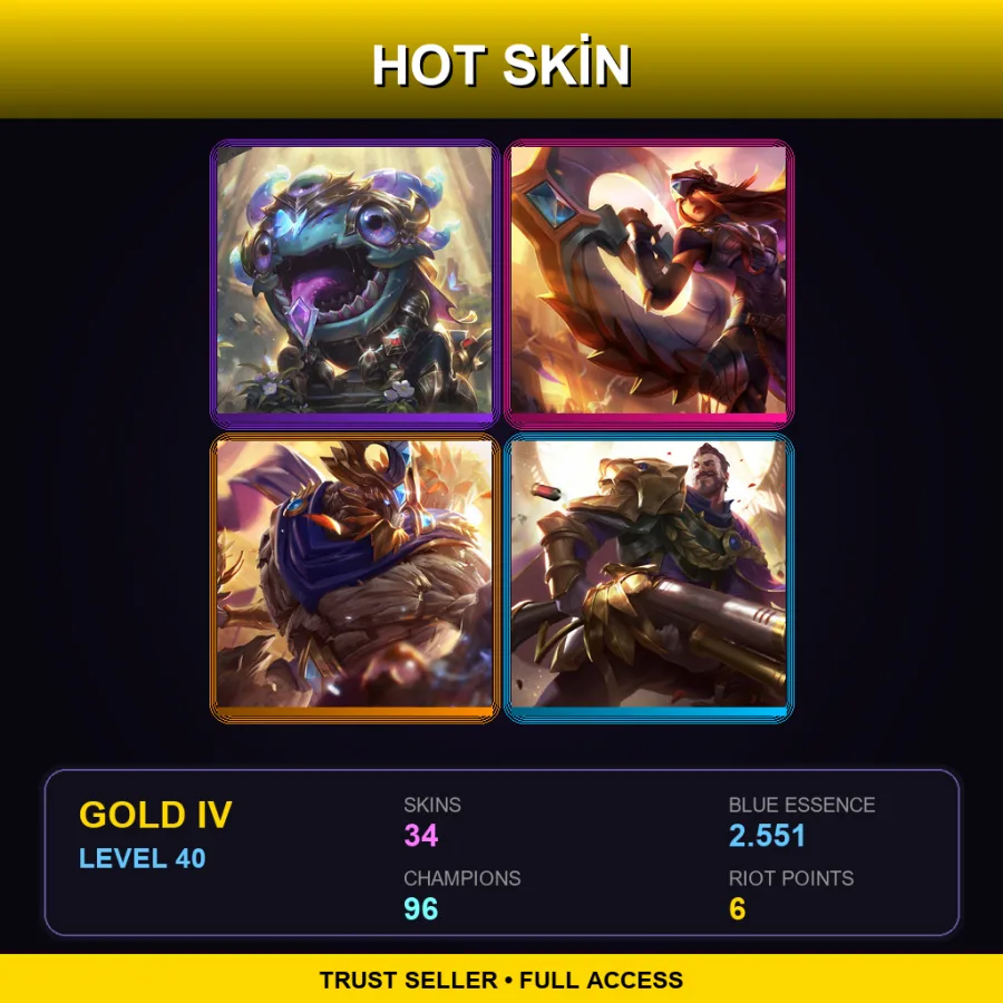 SG | Victorious Kog'Maw | Victorious Sivir | Victorious Maokai | Victorious Graves | 34 Skin | 96 Champ | Gold IV | Lv40