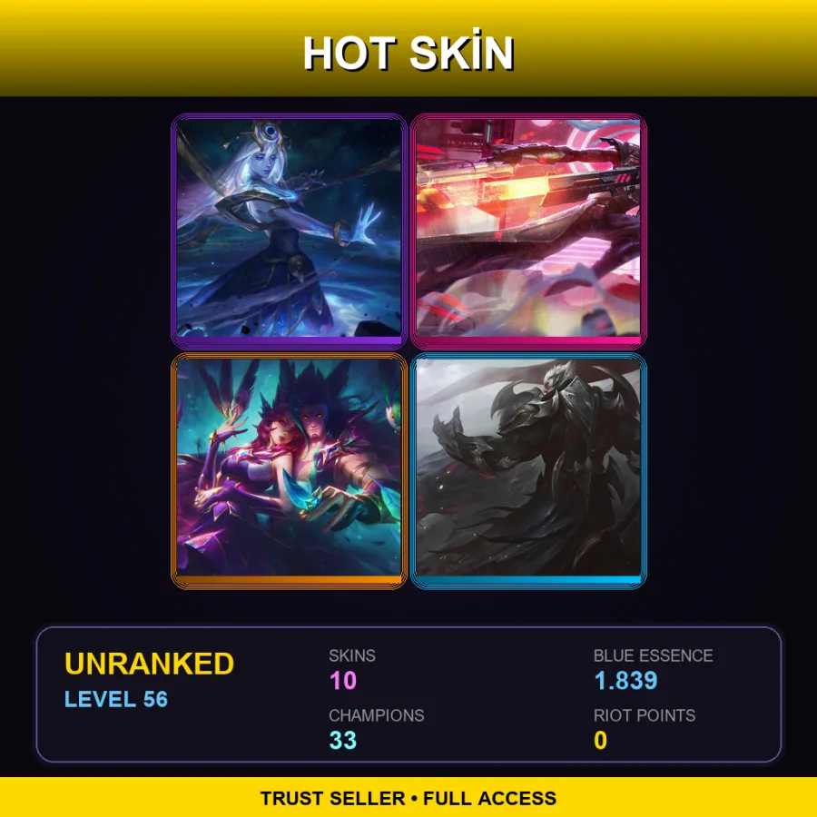 LAN | Lv56 | Unranked | 10 Skin | 33 Champ — LoL account