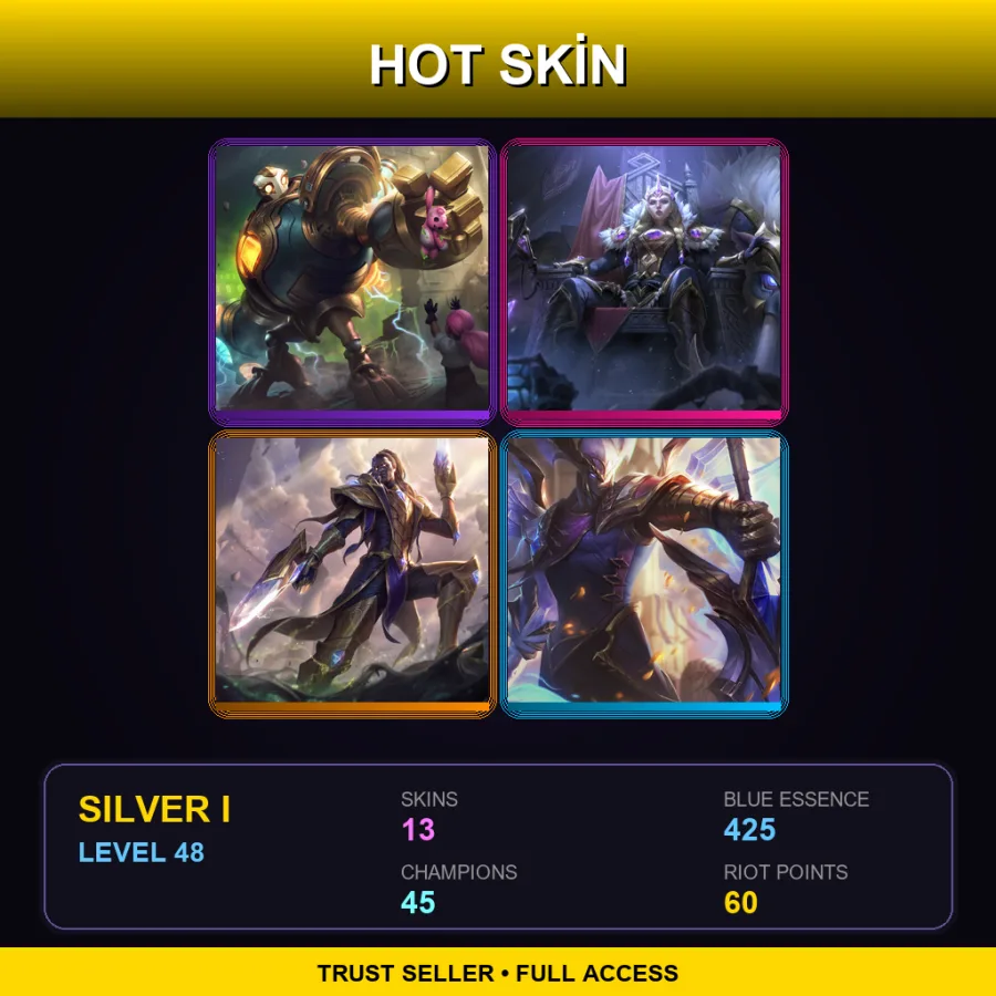 EUW | Lv48 | Silver I | 13 Skin | 45 Champ — LoL account