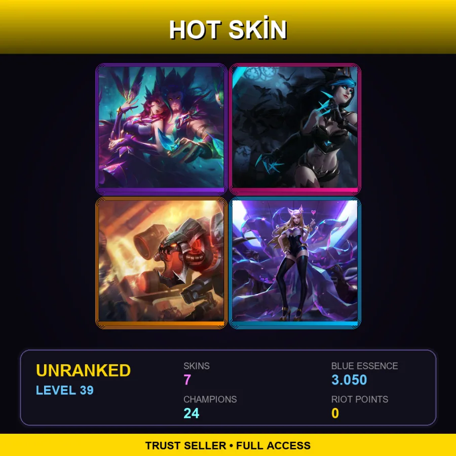 LAS | Lv39 | Unranked | 7 Skin | 24 Champ — LoL account