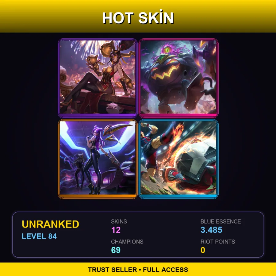 EUW | Lv84 | Unranked | 12 Skin | 69 Champ