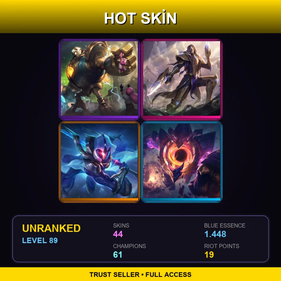 VN | Lv89 | Unranked | 44 Skin | 61 Champ — LoL account