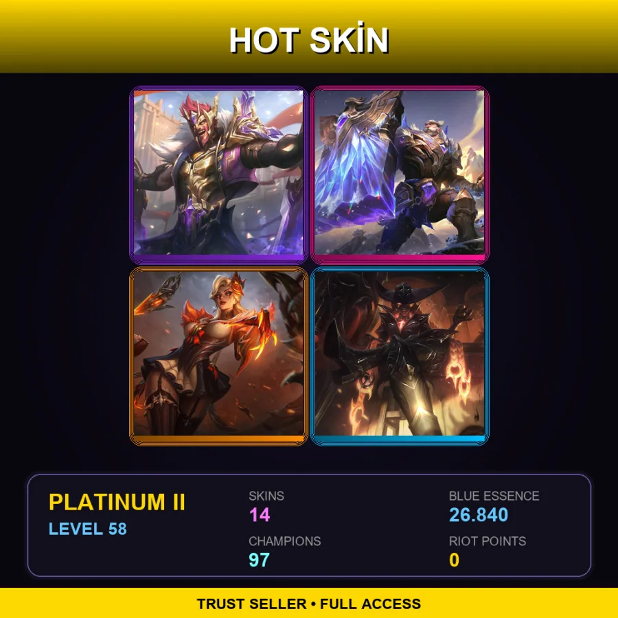 LAN | Lv58 | Platinum II | 14 Skin | 97 Champ — LoL account