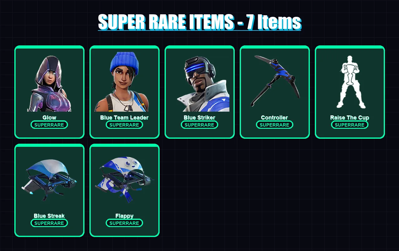 [PC/XBOX/PSN] | Glow | Blue Team Leader | Blue Striker | Lt. Evergreen | Wooly Warrior | 5 skin | 11 pickaxe | 15 emote | 22 glider | Lv293