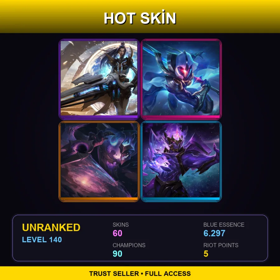 VN | Lv140 | Unranked | 60 Skin | 90 Champ