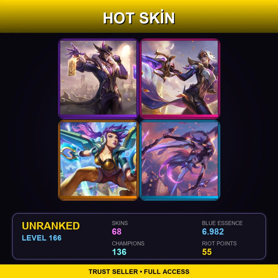 TR | Lv166 | Unranked | 68 Skin | 136 Champ — LoL account