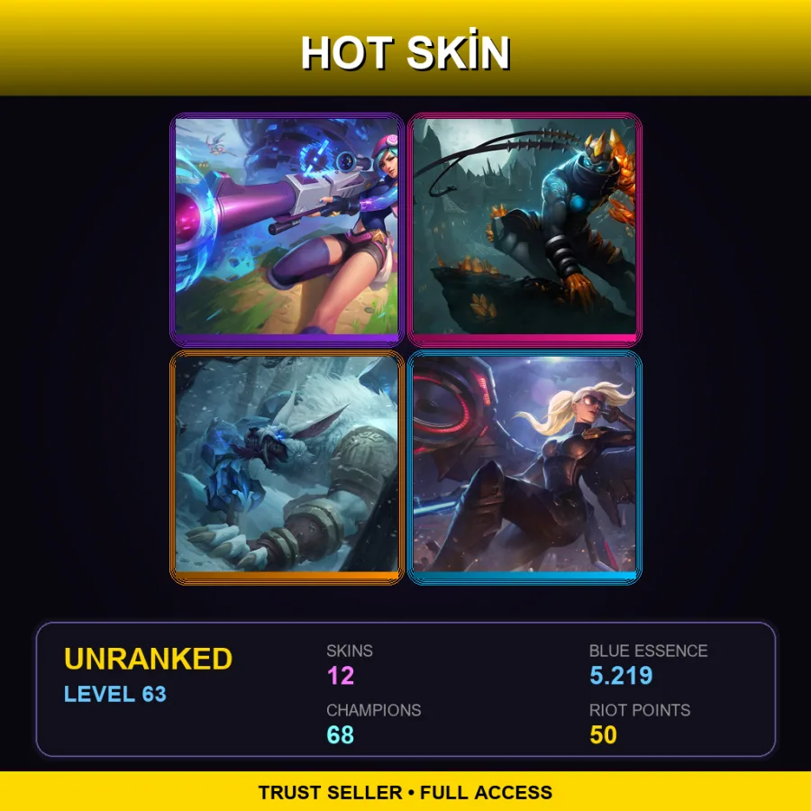 LAN | Lv63 | Unranked | 12 Skin | 68 Champ