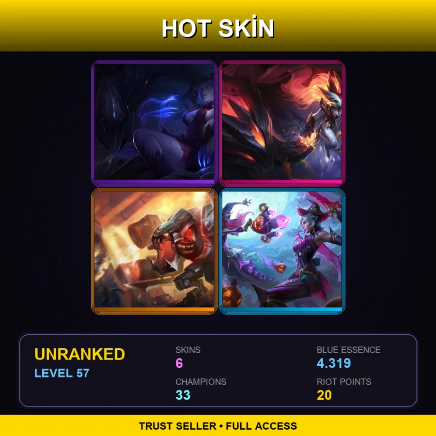 JP | Lv57 | Unranked | 6 Skin | 33 Champ — LoL account