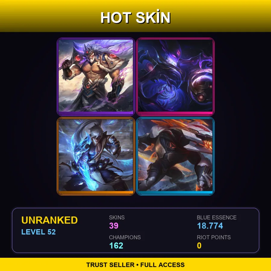 SG | Lv52 | Unranked | 39 Skin | 162 Champ — Coven Lissandra