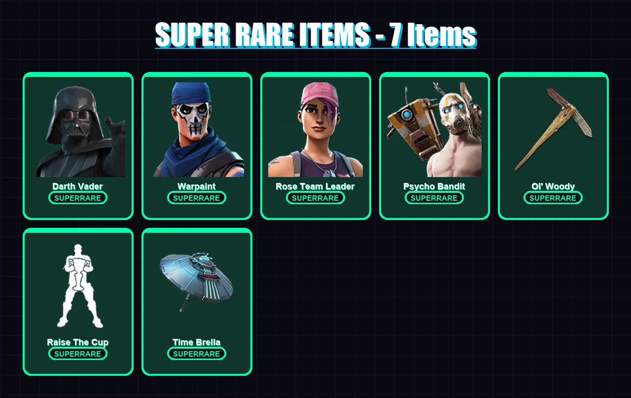[PC/PSN] | Darth Vader | Warpaint | Rose Team Leader | Psycho Bandit | Spire Assassin | 169 skin | 181 pickaxe | 135 emote | 154 glider | Lv2324