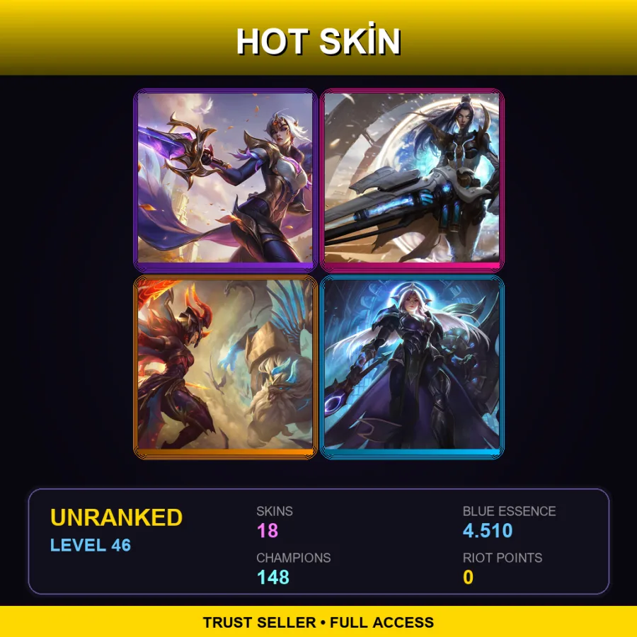 SG | Lv46 | Unranked | 18 Skin | 148 Champ — LoL account