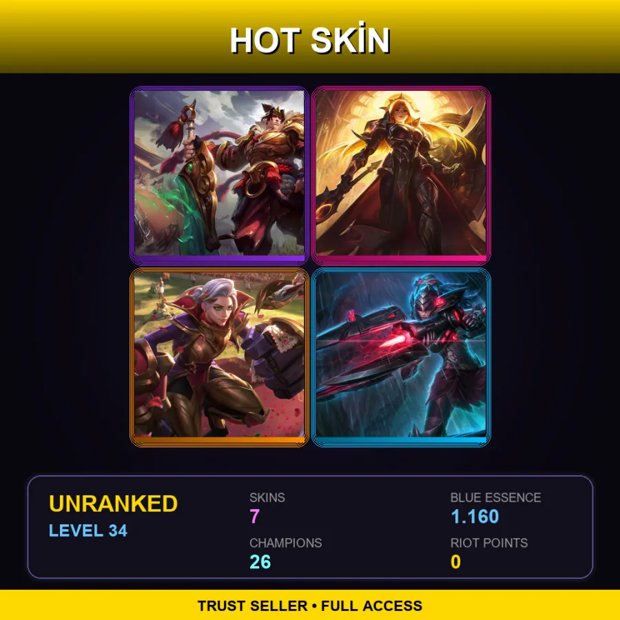 EUW | Lv34 | Unranked | 7 Skin | 26 Champ