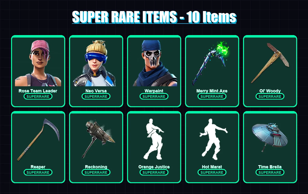 [PC/XBOX] | Rose Team Leader | Neo Versa | Warpaint | Snap | Midas | 104 skin | 117 pickaxe | 108 emote | 116 glider | Lv1714