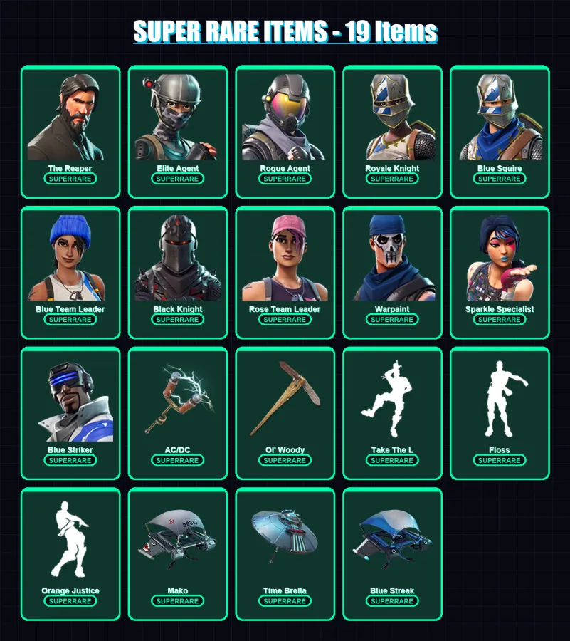 [PS4/PS5/XBOX/PC] | The Reaper | Elite Agent | Rogue Agent | Royale Knight | Blue Squire | 55 skin | 53 pickaxe | 43 emote | 54 glider | Lv709 — Fortnite account
