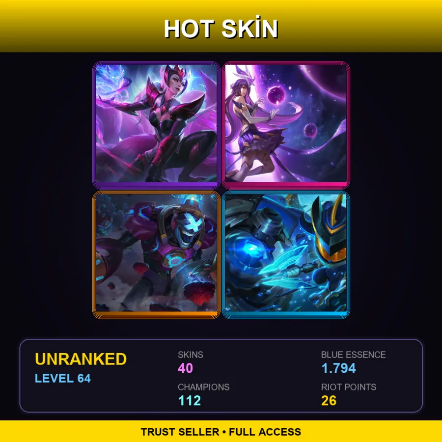 LAN | Lv64 | Unranked | 40 Skin | 112 Champ — Woad Ashe