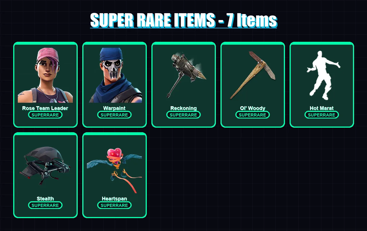 [PS4/PS5/XBOX/PC] | Rose Team Leader | Warpaint | Blackheart | Midas | Hybrid | 39 skin | 37 pickaxe | 44 emote | 46 glider | Lv682