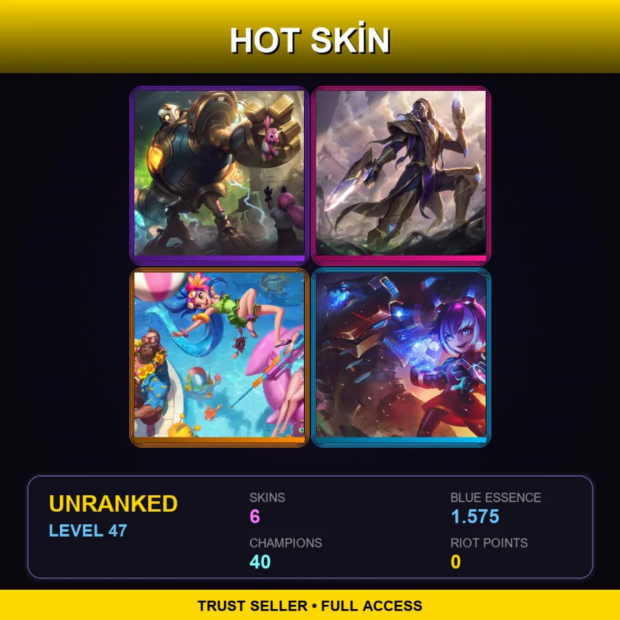 EUNE | Lv47 | Unranked | 6 Skin | 40 Champ — LoL account