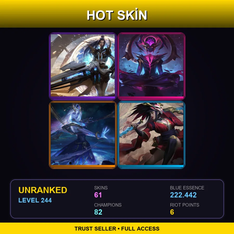 EUW | Lv244 | Unranked | 61 Skin | 82 Champ