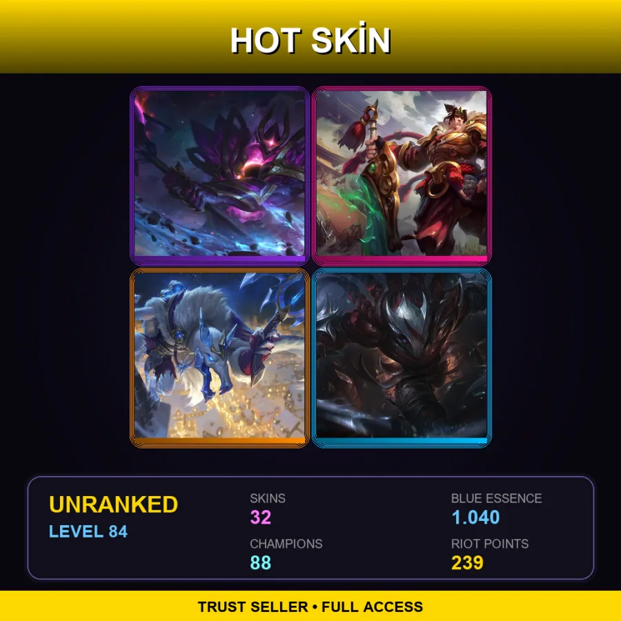 EUNE | Lv84 | Unranked | 32 Skin | 88 Champ — Sanguine Garen