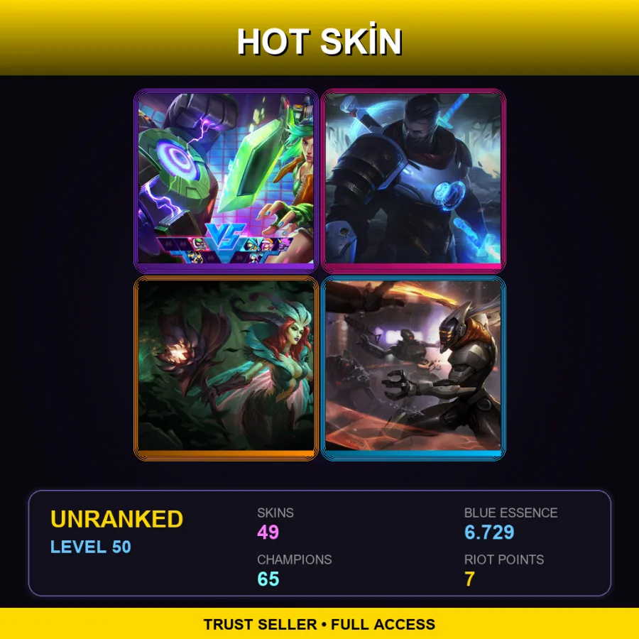 SG | Lv50 | Unranked | 49 Skin | 65 Champ — LoL account