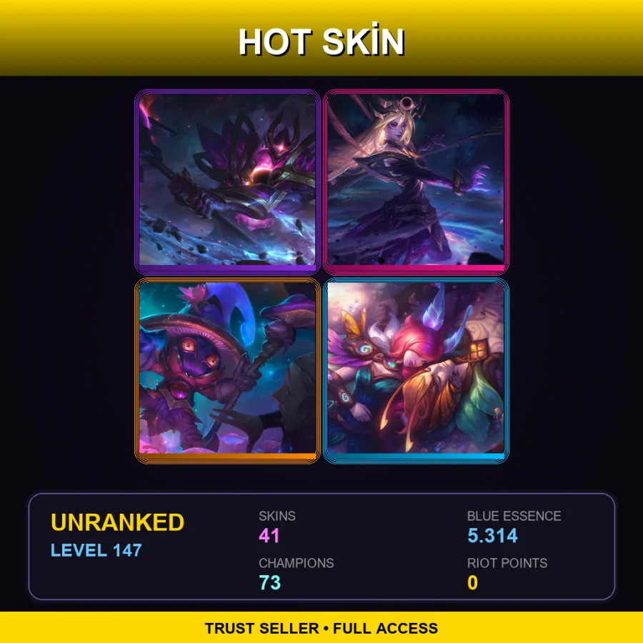 LAN | Lv147 | Unranked | 41 Skin | 73 Champ — LoL account