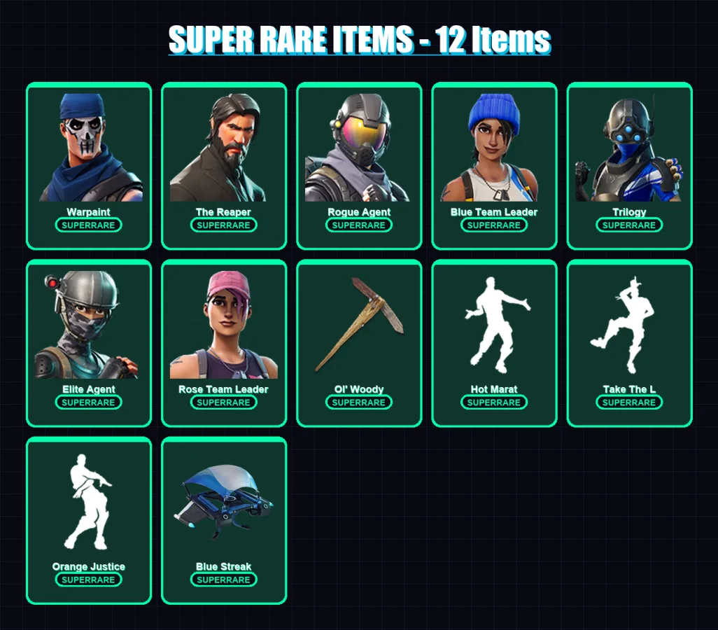 [PS4/PS5/XBOX/PC] | Warpaint | The Reaper | Rogue Agent | Blue Team Leader | Trilogy | 24 skin | 22 pickaxe | 26 emote | 23 glider | Lv253 — Fortnite account
