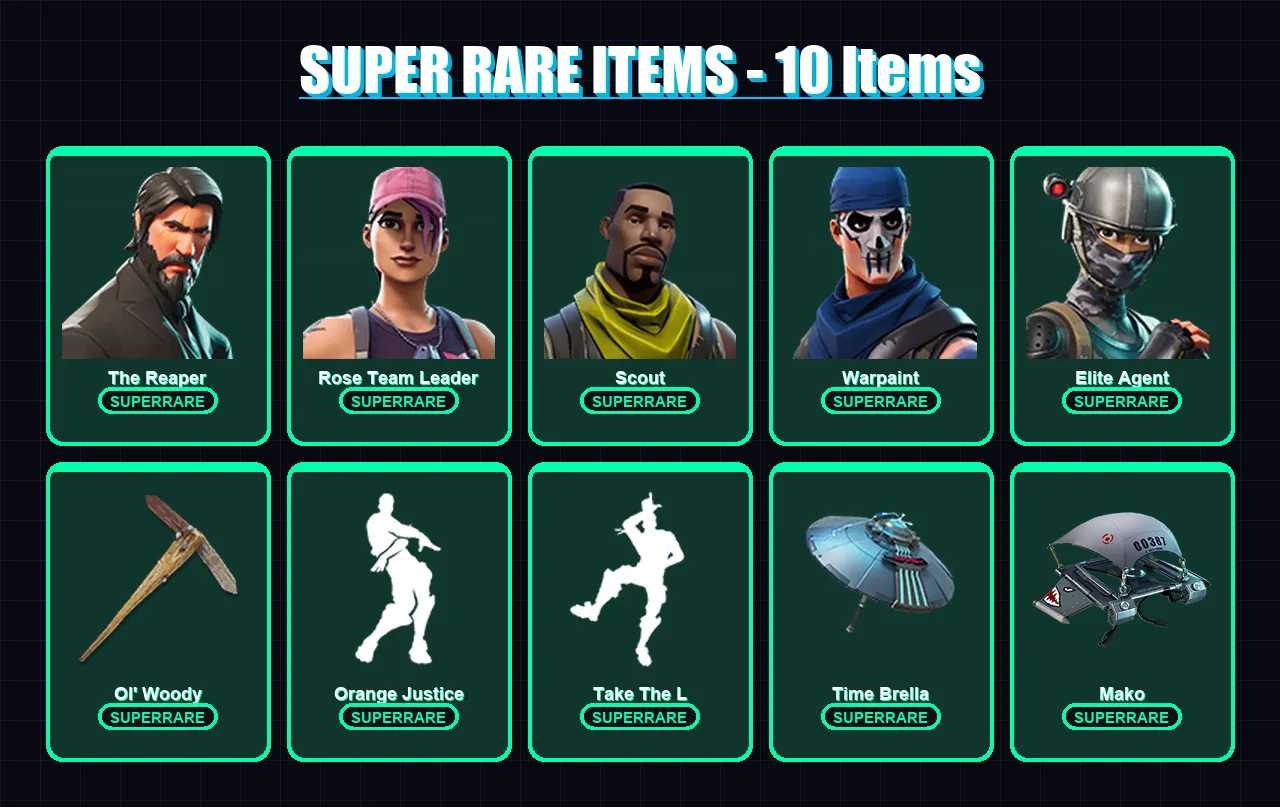 [PS4/PS5/XBOX/PC] | The Reaper | Rose Team Leader | Scout | Warpaint | Elite Agent | 37 skin | 60 pickaxe | 42 emote | 63 glider | Lv902