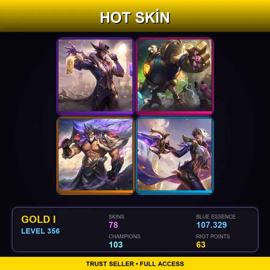 LAN | Lv356 | Gold I | 78 Skin | 103 Champ