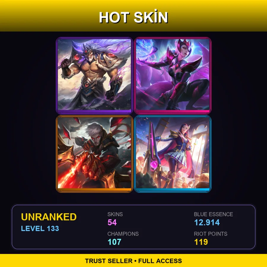 EUW | Lv133 | Unranked | 54 Skin | 107 Champ