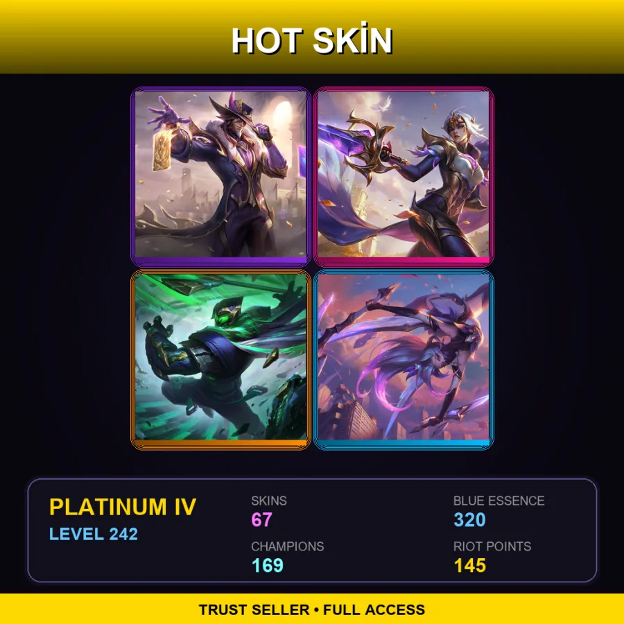 LAS | Lv242 | Platinum IV | 67 Skin | 169 Champ — LoL account