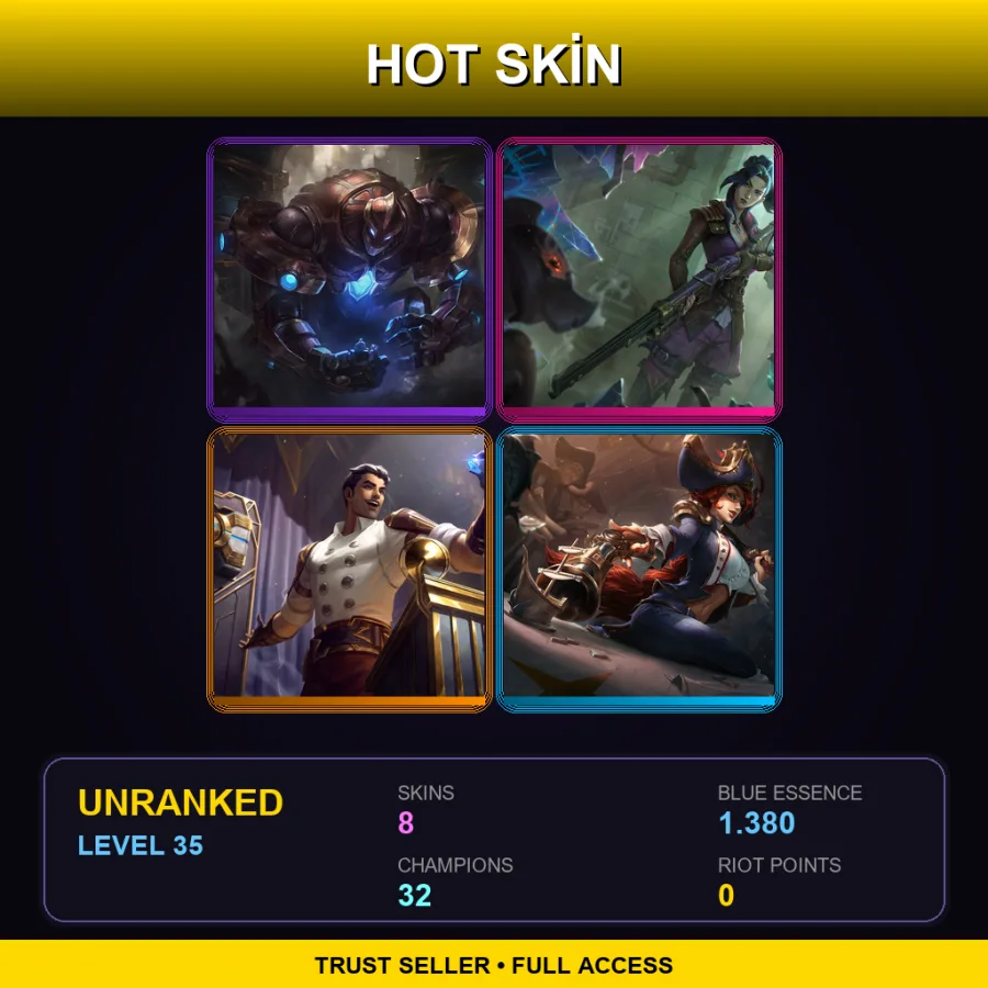 NA | Lv35 | Unranked | 8 Skin | 32 Champ