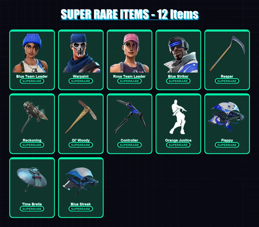[PS4/PS5/XBOX/PC] | Blue Team Leader | Warpaint | Rose Team Leader | Blue Striker | Carbide | 69 skin | 58 pickaxe | 59 emote | 59 glider | Lv739