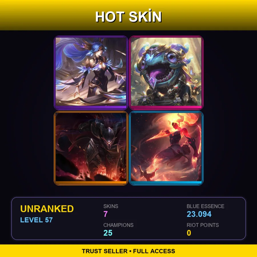 EUW | Lv57 | Unranked | 7 Skin | 25 Champ