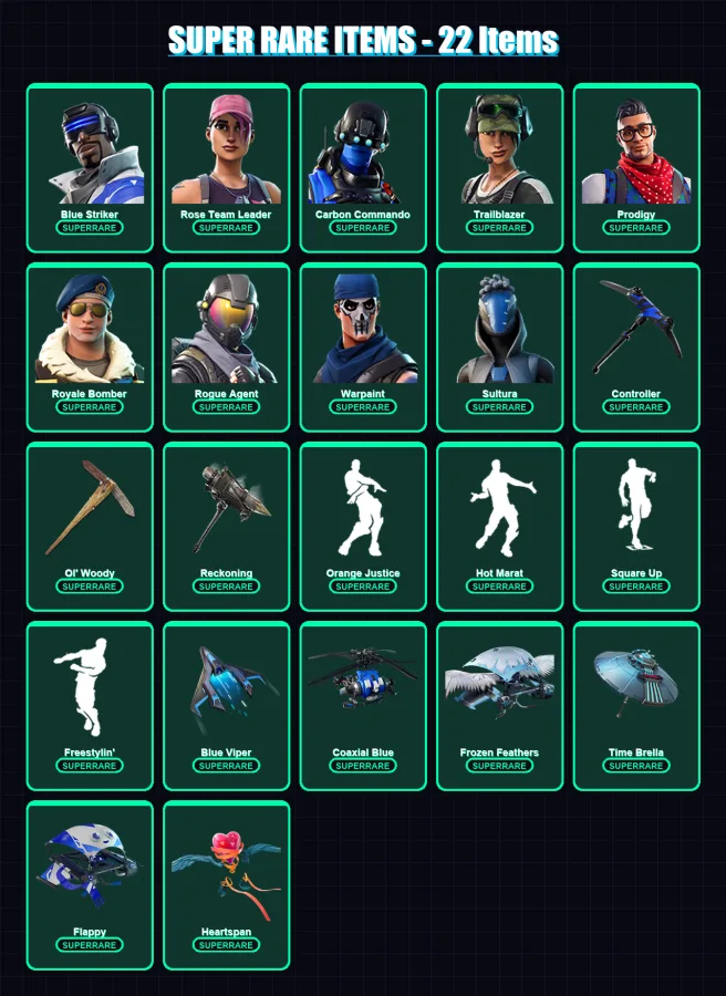 [PS4/PS5/XBOX/PC] | Blue Striker | Rose Team Leader | Carbon Commando | Trailblazer | Prodigy | 58 skin | 39 pickaxe | 42 emote | 45 glider | Lv398 — Fortnite account