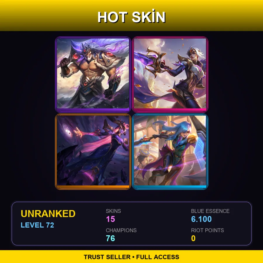 NA | Lv72 | Unranked | 15 Skin | 76 Champ