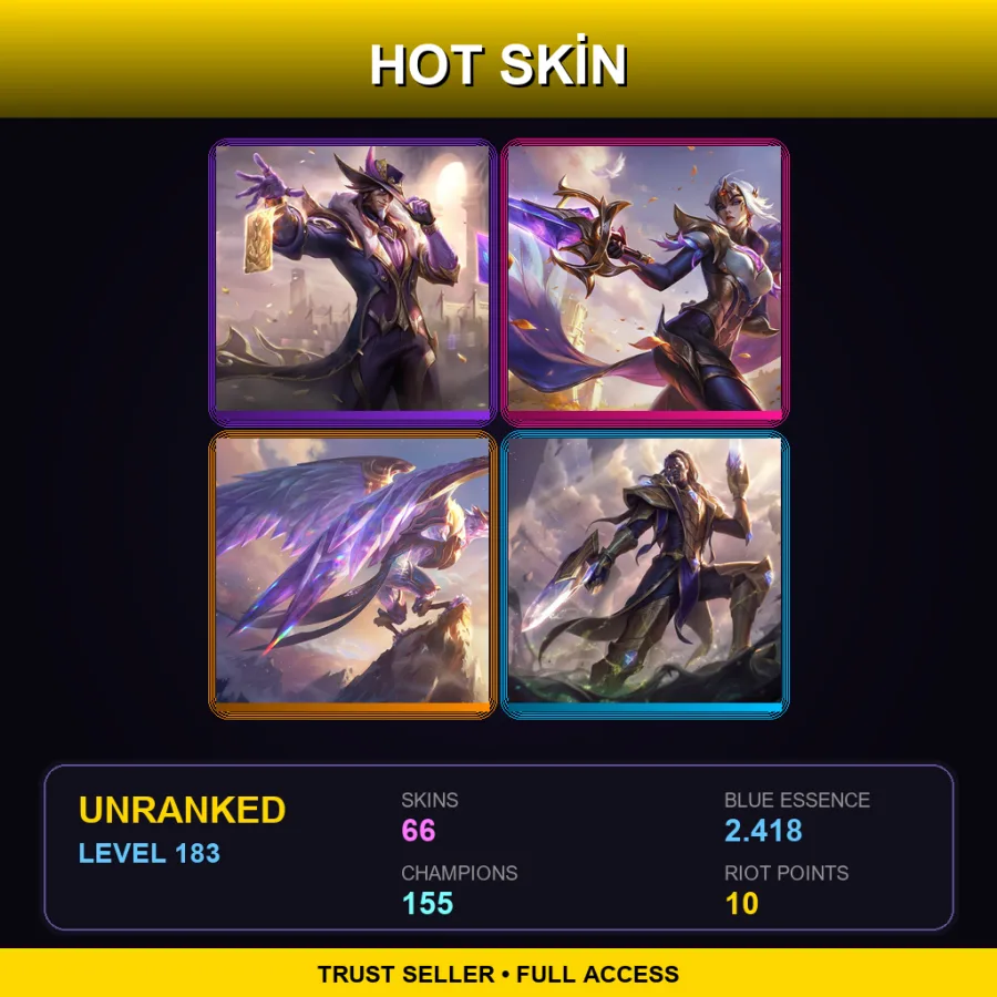 BR | Lv183 | Unranked | 66 Skin | 155 Champ — LoL account