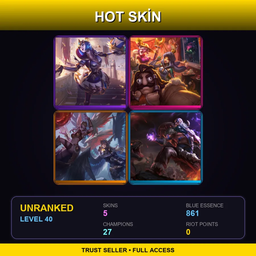 EUNE | Lv40 | Unranked | 5 Skin | 27 Champ